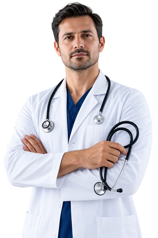 Médecin en blouse blanche avec un stéthoscope